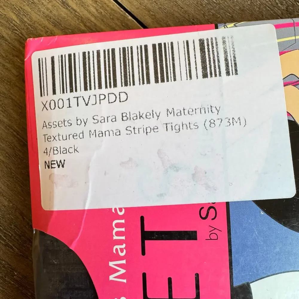 SPANX Marvelous Mama Maternity Tights Size 4 Black Opaque Stripes Shaping NEW